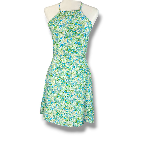 NWT Faithfull the Brand Gaia Varenna Floral Print Mini Dress Sz. 6 Blue Green - Picture 4 of 14